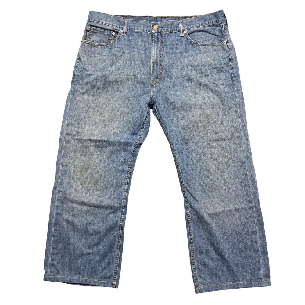 Jeans Mens 40x30 Blue Levis 505 Regular Fit Straight Leg Light Wash Denim